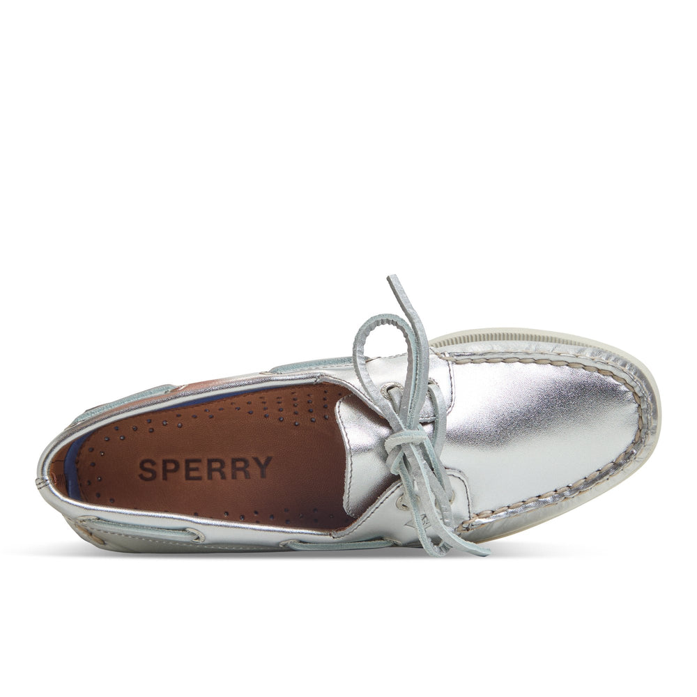 Authentic Original™ 2 Eye Boat Shoe Silver Women's Leather
